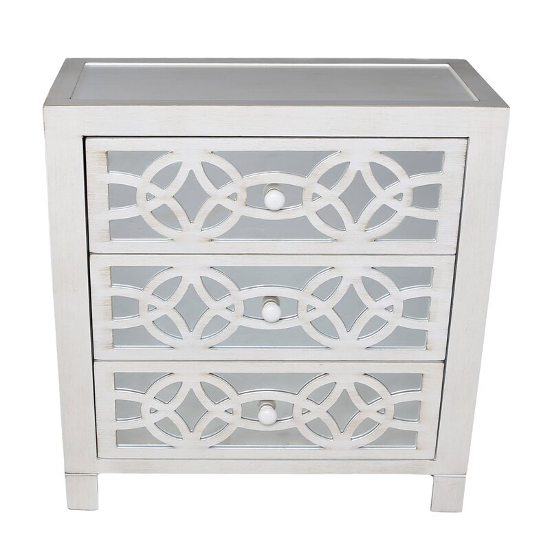 House of Hampton® Elkton 3 Drawer Mirrored Accent Chest & Reviews